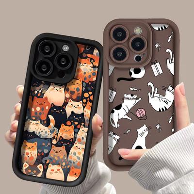 Silicone Cat Animal Phone Case For iPhone 11 13 15 16 Pro Max 14 12 XS X XR 7 8 Plus SE 14promax 15promax Shockproof Funda Cover