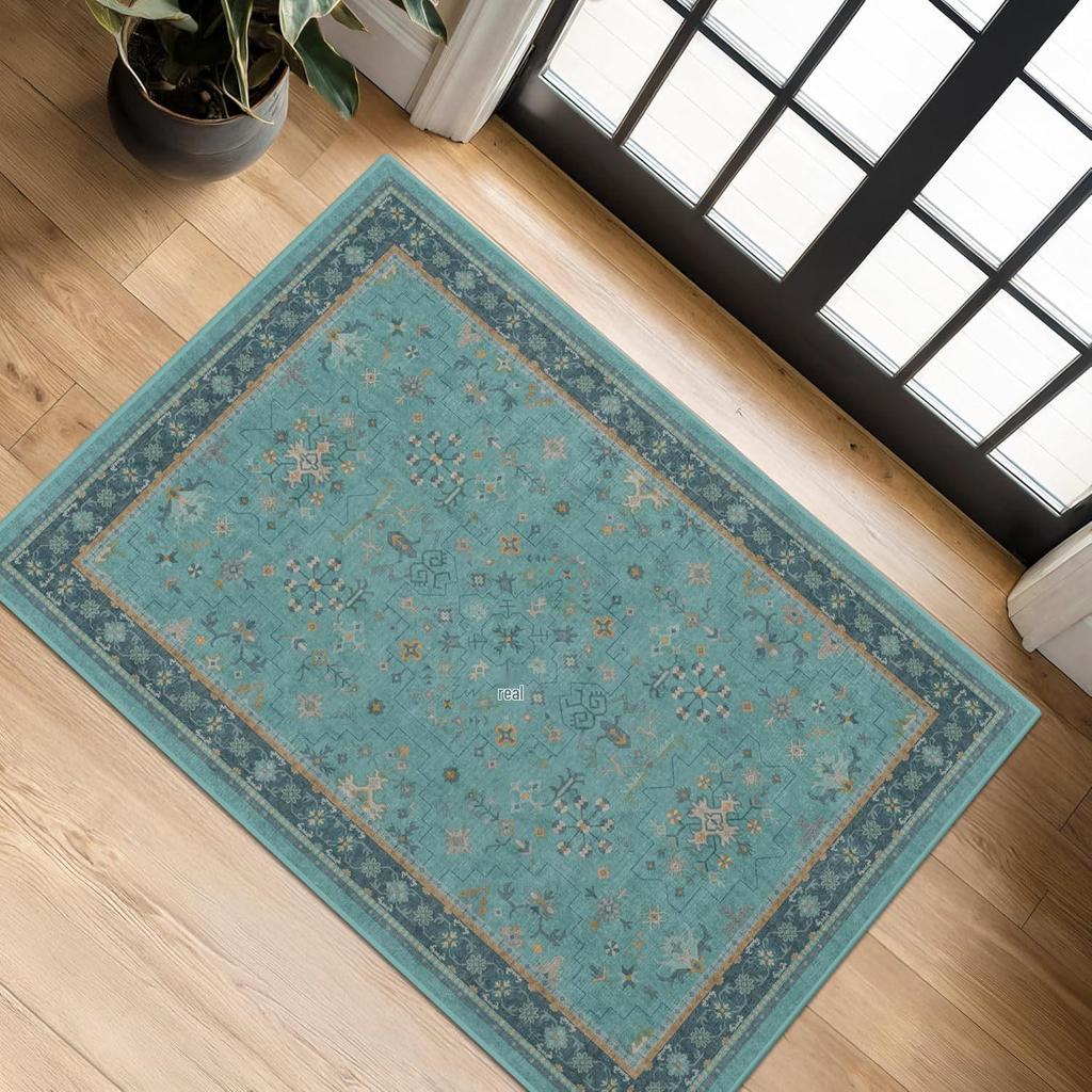 Retro Persian Crystal Velvet Non-Slip Hallway Door Mat - Dirt & Wear Resistant Floor Pad for Bathroom & Hotel.