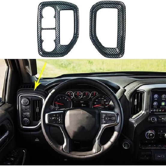 Carbon Fiber Dashboard Air Vent Outlet Trim Cover for Chevrolet Silverado 19-21