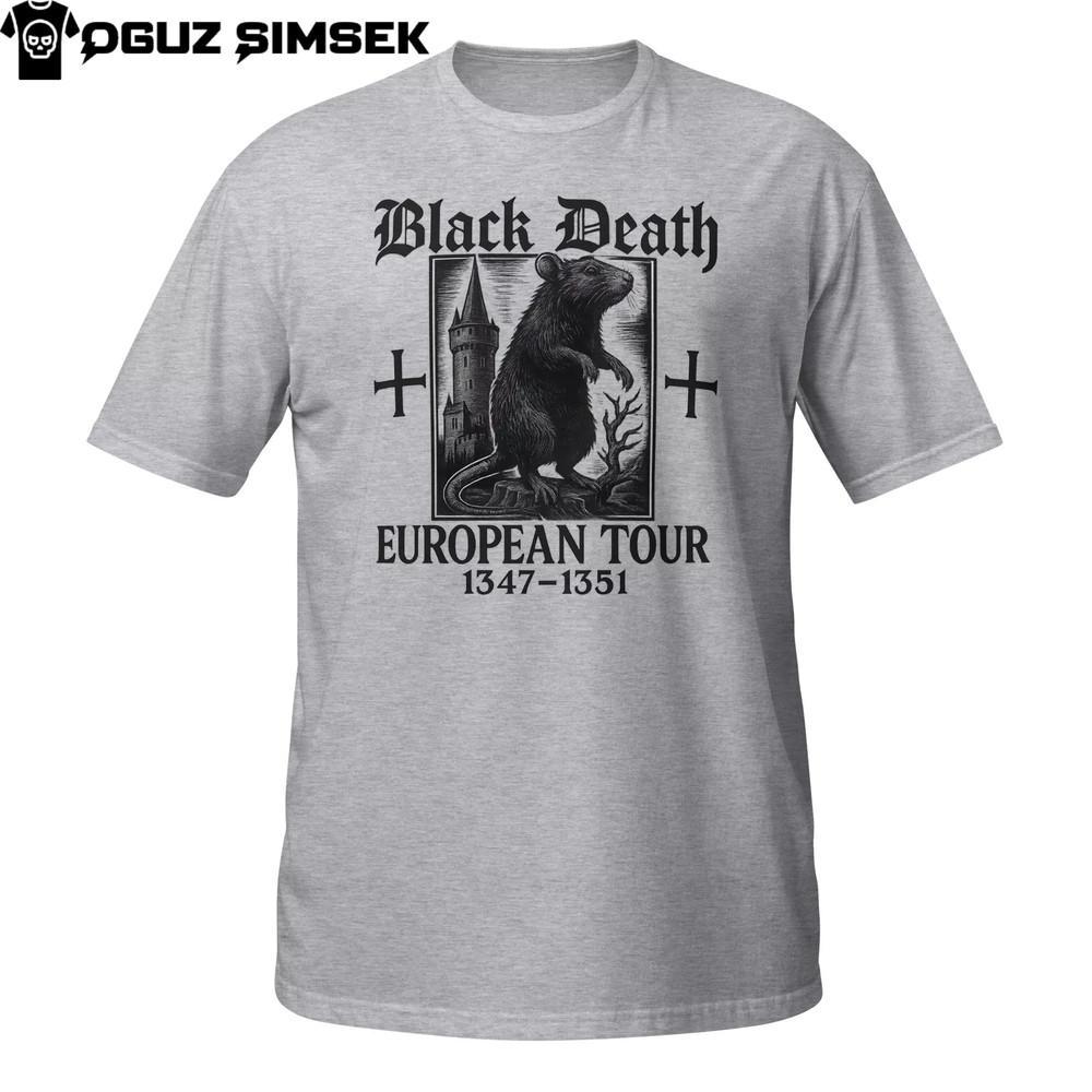 Black Death European Tour Funny Plague Rat Gothic T-Shirt 1347–1351
