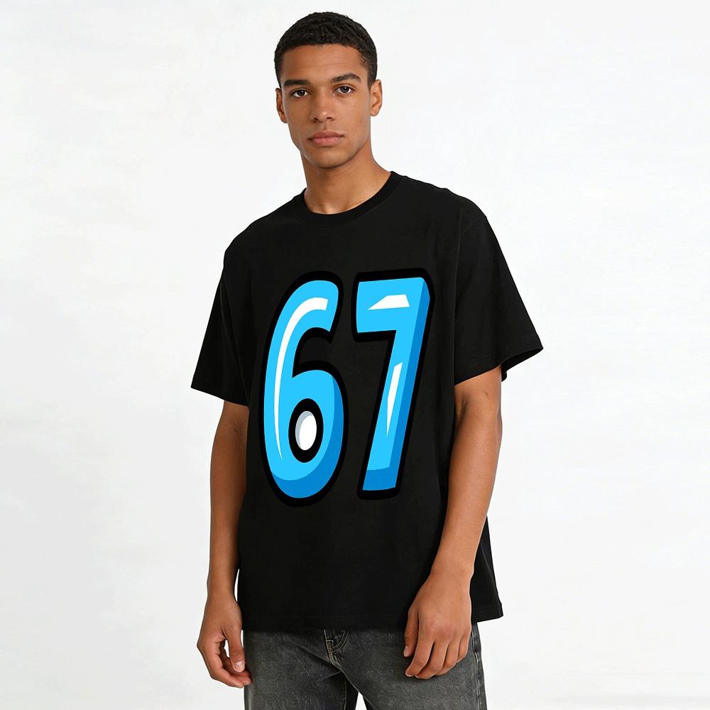 Number 67 Print Casual Short Sleeve Unisex Breathable Daily T-Shirt Pure cotton T-shirt