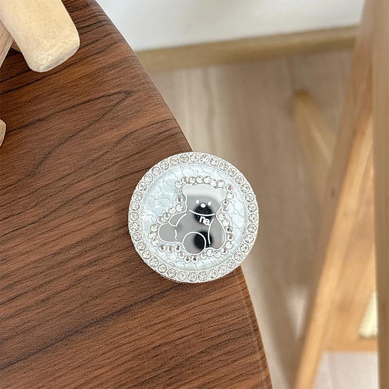 Korean Ins Style Little Bear Rhinestone Magnetic Phone Holder with Magsafe Compatibility