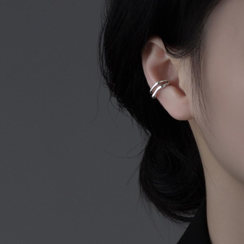 1Pc Ear Cuff Earrings Non-Piercing Double Layer Cuff Ear Clip Earring for Women Fake Cartilage Simple Y2K Jewelry New