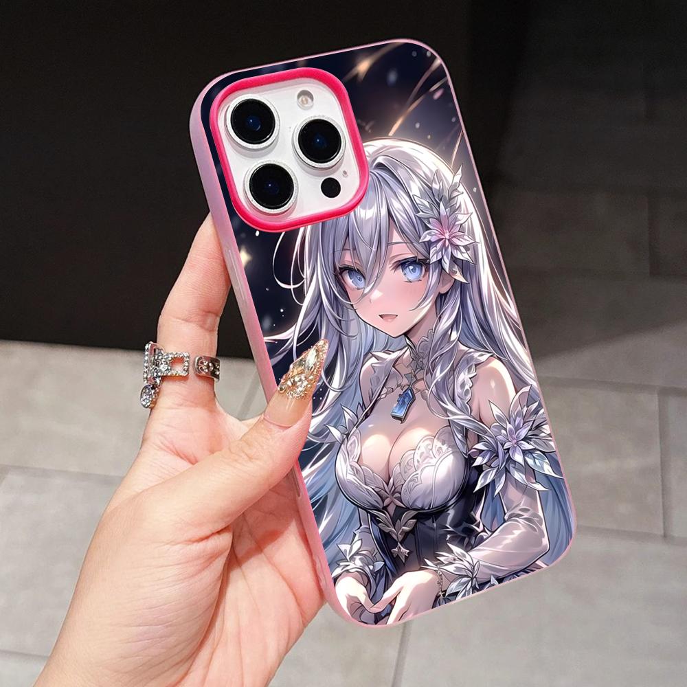 Date a Live Mio Takamiya Jelly Double layer Rose Red Mobile Phone Case for iPhone 17 16 15 14 13 12 11 Air Pro Max Plus