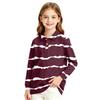Girls Long Sleeve Striped Print School Uniform Top Casual Blouse for Everyday Wear