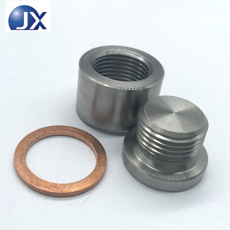 High Quality Stainless Steel M18x1 5 O2 Sensor Bung Weld in Adapter with Red Copper Gasket for Automotive Exhaust Applications