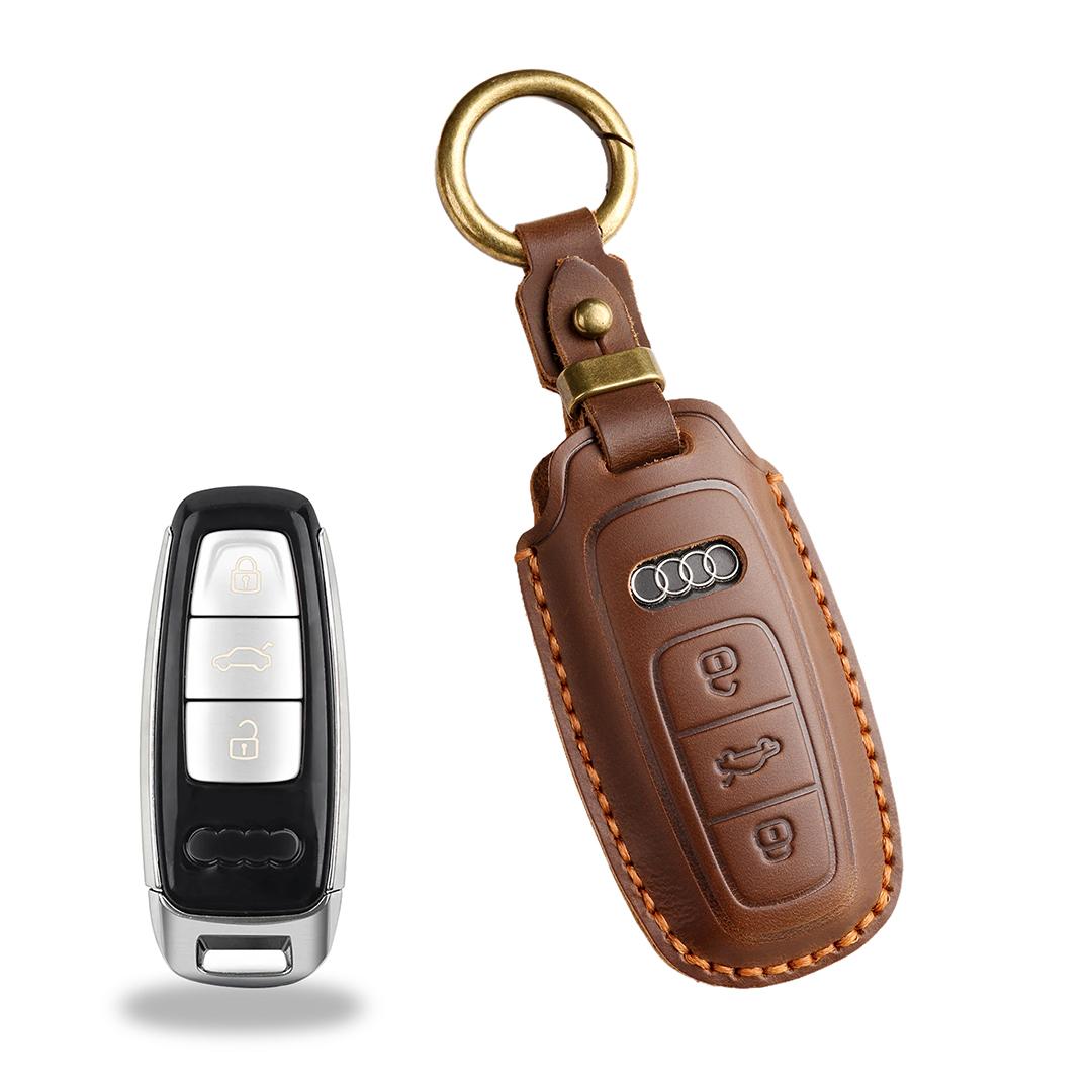 

[2019 aodi] Чехол для ключа автомобиля из коровьей кожи, подходит для A3A4A5A6A8 Q3Q5 Q7TT коричневый