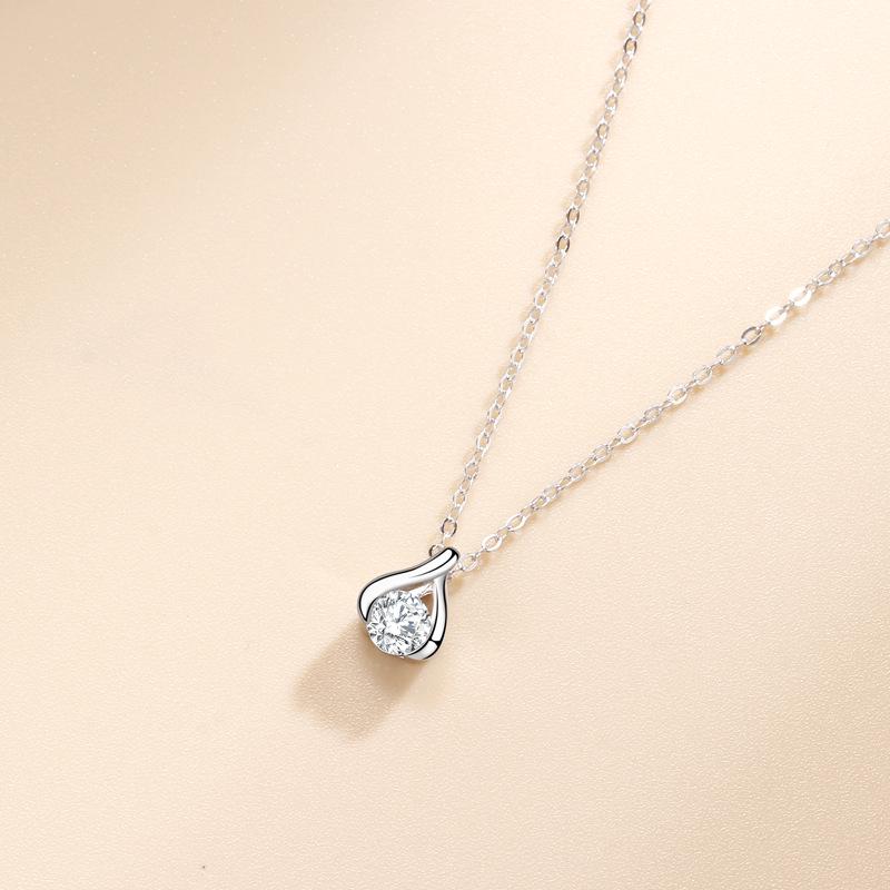 S925 Sterling Silver Teardrop Diamond Pendant Necklace – Elegant & Versatile Women s Luxury Clavicle Chain Design 925 Silver белого золота