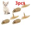 1/5pcs Cat Toys Interactive Feathered Mouse with Sisal Rope Durable Linen Mouse Shape Cat Chew Toy Pet Bite Toys Pet Supplies
