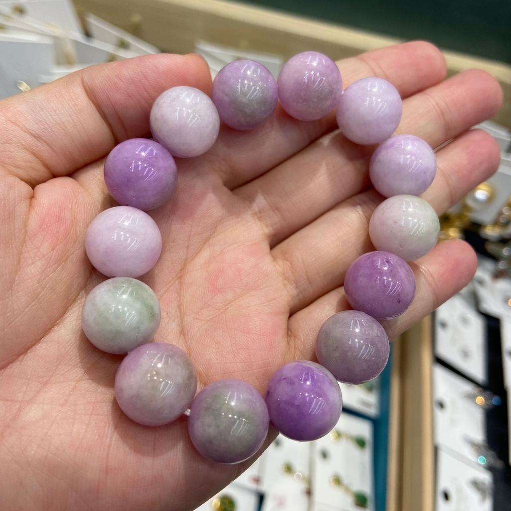 14Mm Natural Stone Necklace, White Optimized Lilac Jade Lithium Hui Female Versatile Fashion Item
