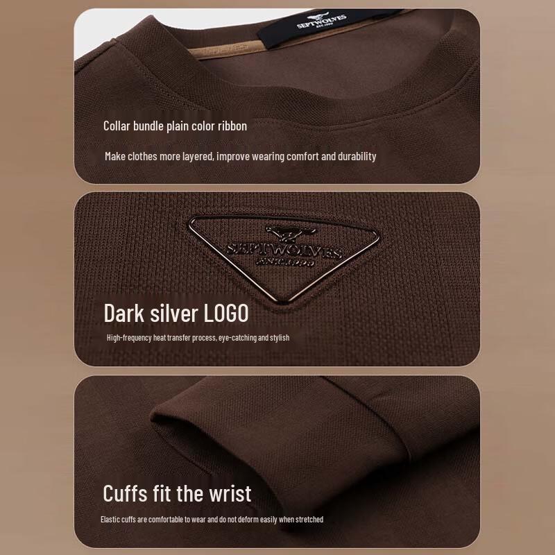 SEPTWOLVES Men's Crew Neck Warm Long Sleeve Sweatshirt