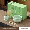 5PCS Ceramic Bamboo Japanese Matcha Tea Set Matcha Whisk Holder Matcha Bowl Matcha Whisk Set Reusable Tea Ceremony Accessories