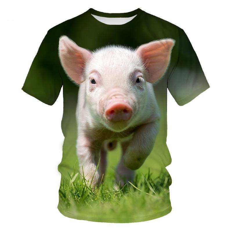 Summer Men's Tee Fashion Pig T-shirt Harajuku 3D Printing Casual Classic Tee T Shirt Round Neck Short-sleeved Top Clothing