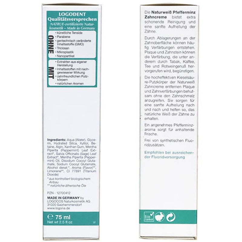 Logodent Natural White Toothpaste (Fluoride-Free) 75ml
