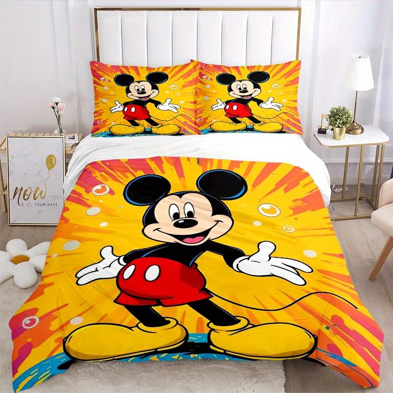 3pcs Lively Mickey Mouse Printed Bedding Set, Soft and Comfortable Quilt Cover for Bedroom, Guest Room (1 Duvet Cover + 2 Pillowcases, Pillow Cor