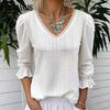 Spring New V-neck Open-front Casual Long-sleeved Blouse for Women
