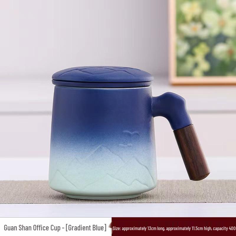 Ceramic Tea Brewing Cup: Coarse Pottery Personal Mug with Engraving - Perfect for Office or Souvenir Gift