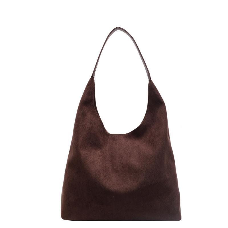 Women Large Capacity Relaxed Suede Tote Bucket Shoulder Bag For Daily Commute