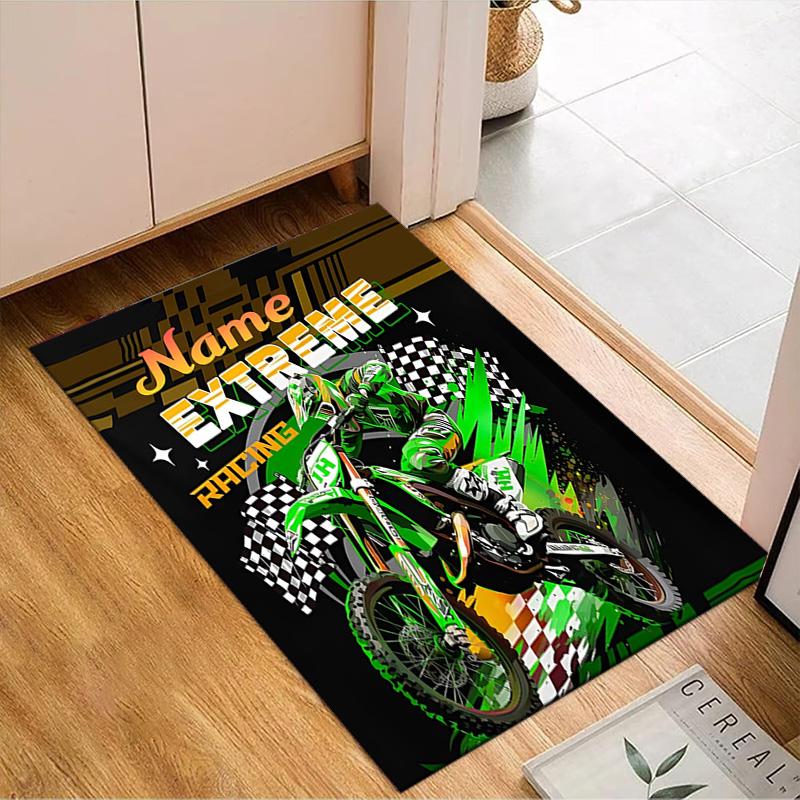 Custom Name Cartoon off-road vehicle fire truck Rug for Living Room, Game Rooms, Office, Bedroom, Floor Mat Playful Design, fan gifts Christmas decor