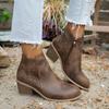 Women'S Chunky Heel Ankle Boots with Zipper Closure - Pointed Toe Synthetic Cover Casual Boots, Breathable Fabric Lining & TPR Sole for All-Day