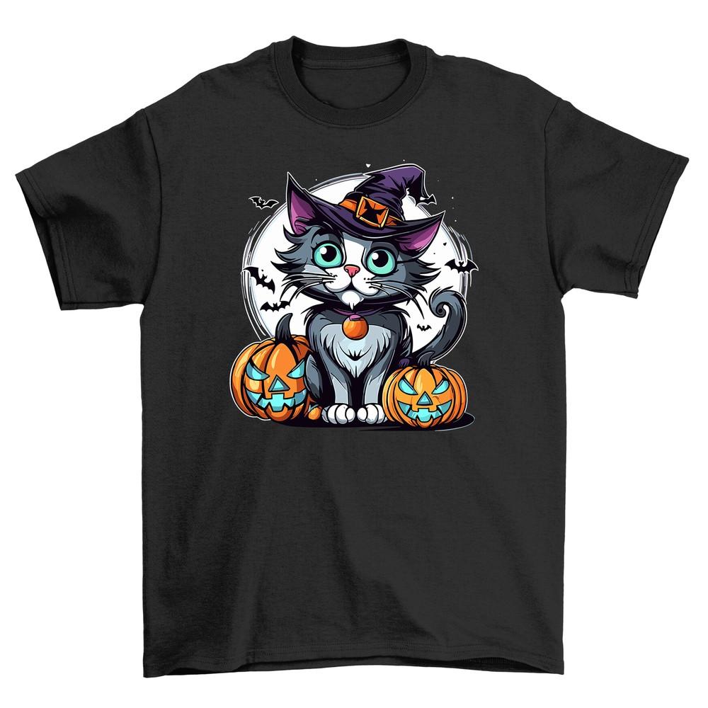 Halloween_229 Cat Witch Funny T-shirt - Purr-fect for spooky season! Unisex Prin