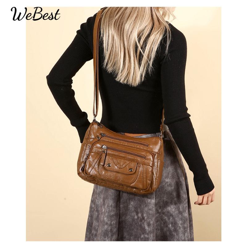 

Multi Compartment Pocket Single Shoulder Diagonal Cross Women s Bag сірий колір