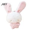 Fluffy Animal Pendant Ribbon Bow Rabbit Plush for Backpacks, Stuffed Plaid Ear Keychain Bunny Bag Charm, Soft Decoration Lightweight