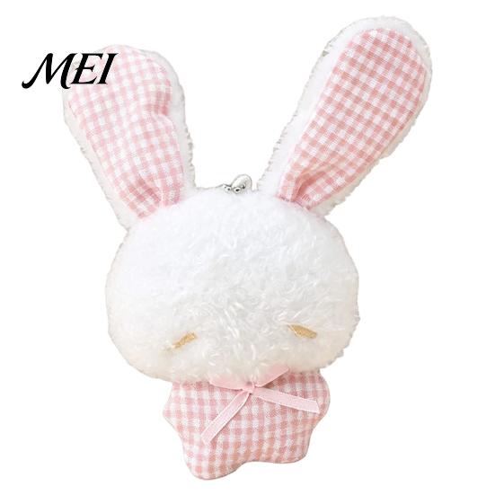 Fluffy Animal Pendant Ribbon Bow Rabbit Plush for Backpacks, Stuffed Plaid Ear Keychain Bunny Bag Charm, Soft Decoration Lightweight