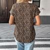 Vacation and Casual Style Floral V-neck Short-sleeved Shirt Women's Wear