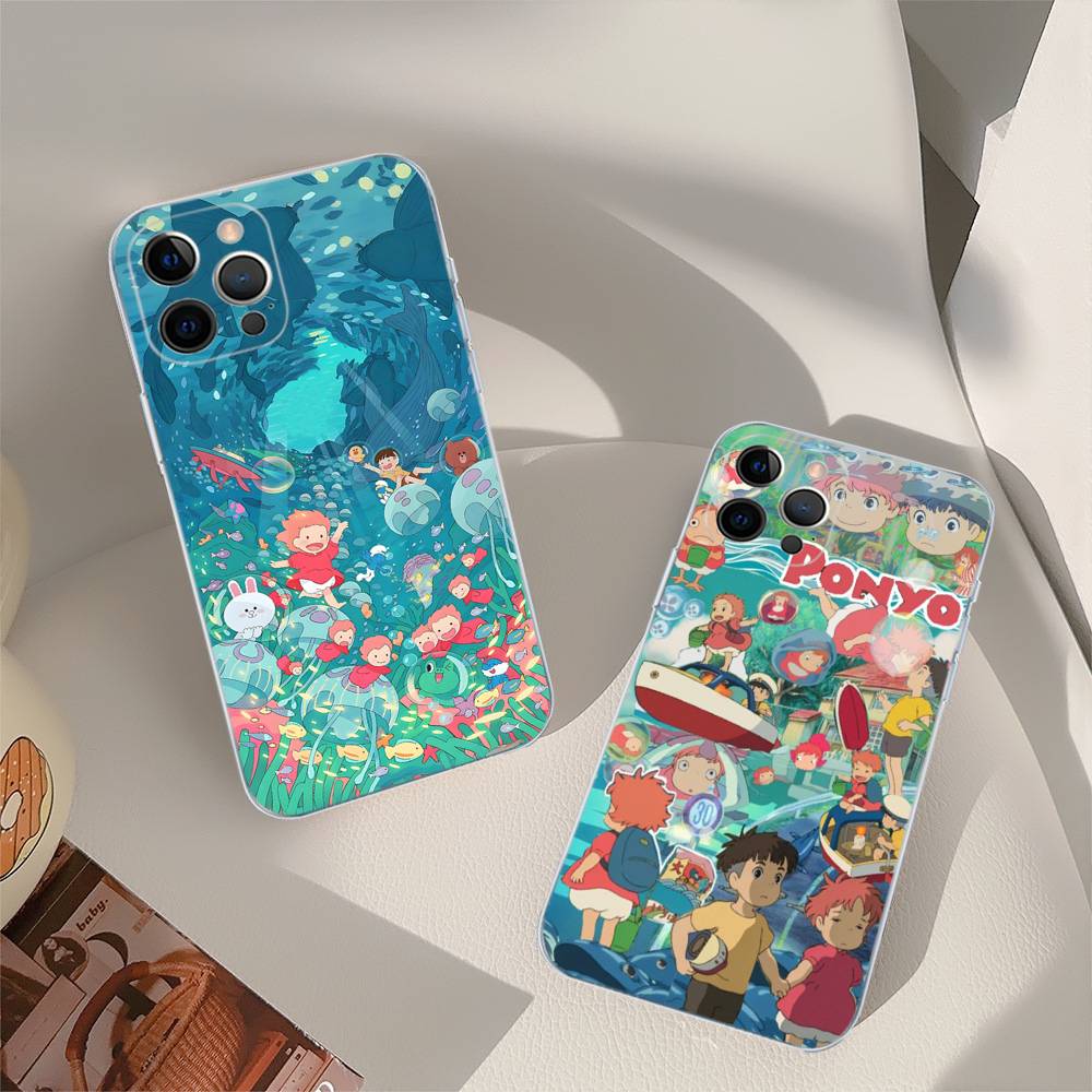 Japanese Cute P-Ponyo Movie On The Cliff For IPhone 17 16 16e 15 14 13 12 11 Pro Max Mini Plus Phone Case