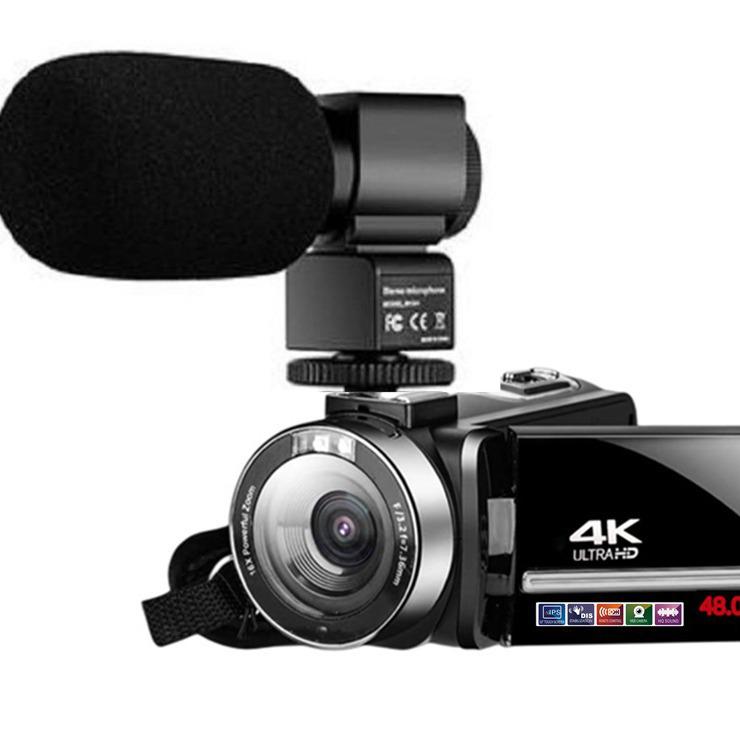 4K HD Digital Camcorder with 48MP, Microphone, Touchscreen & WiFi