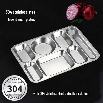 Fuou 304 Stainless Steel 5-Compartment Divided Meal Tray