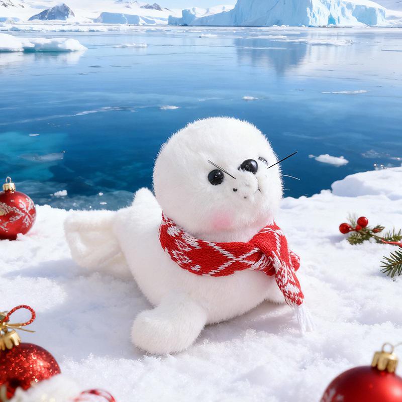 Christmas Sea Lion Plush Toy - Oceanarium Rag Doll, Perfect Gift for Kids Small 18cm (0.1kg)