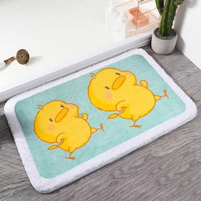 VIKAMA Cartoon Cashmere Floor Mat Soft Non-Slip Bathroom Absorbent Floor Mat Family Toilet Entrance Door Mat Bedroom Carpet