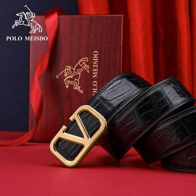 Paul Messier Men's Smooth Buckle Alligator Leather Belt PL608101