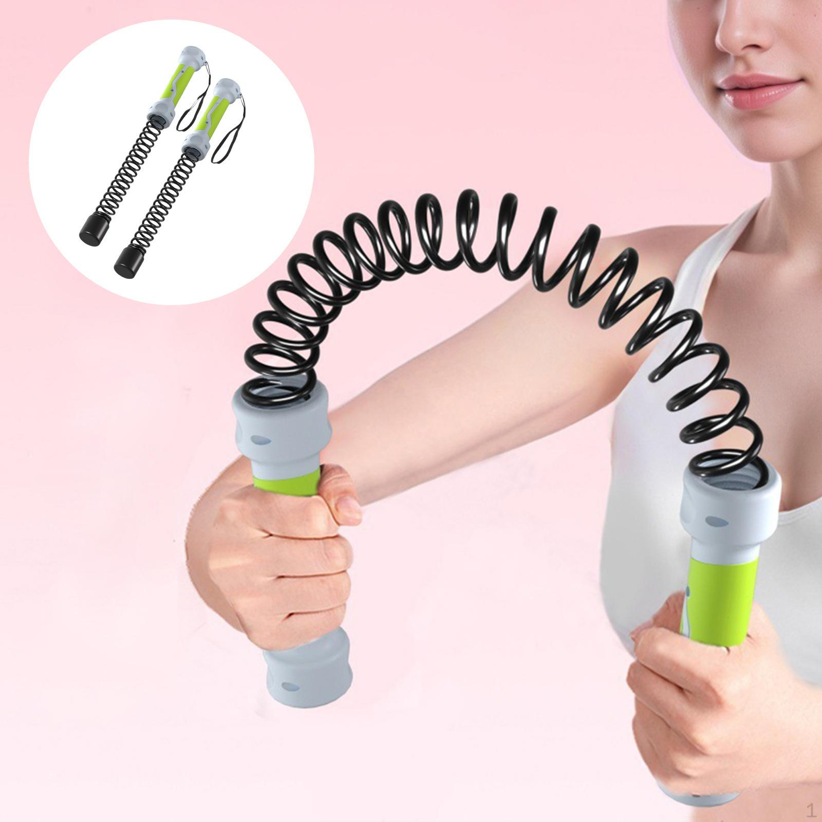 

2Pcs Battle Ropes Portable Versatile Spring Bar for Home Working Out Sports зелений