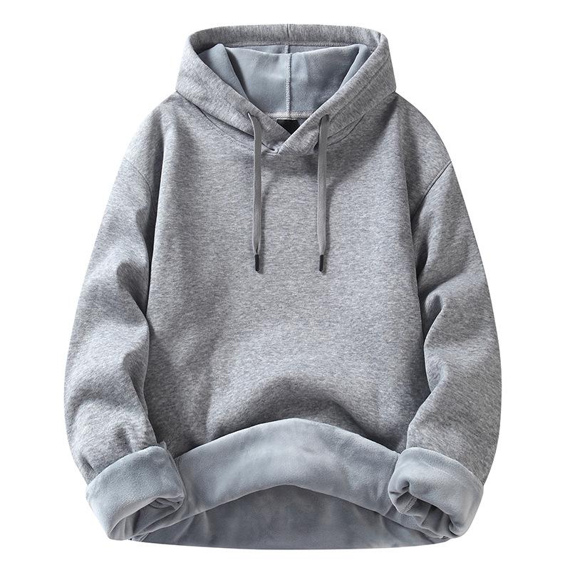 Fashion Sweater Men's New Spring, Autumn and Winter Solid-colour Padded and Thickened Hoodie Tide Couple Round Neck Jacket Tops