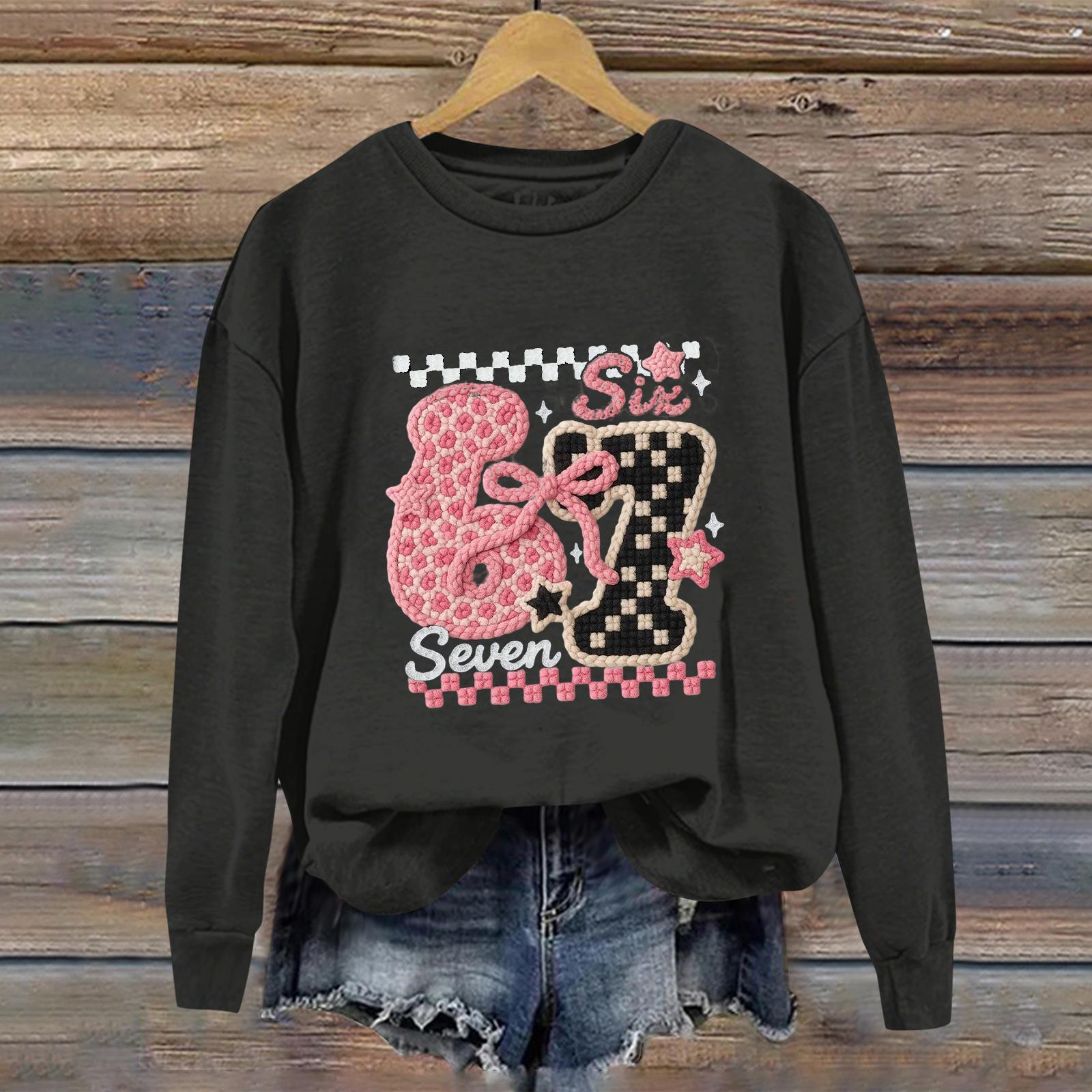 

Ladies Digital Printed Casual Long Sleeved Hooded Sweatshirt Top L чорний