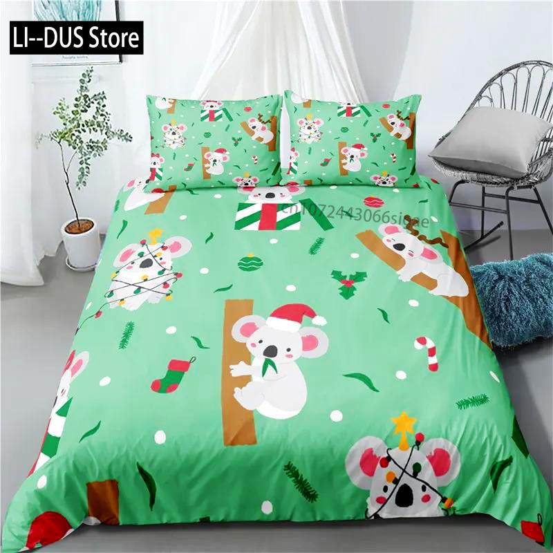 Comforter Cartoon Koala Microfiber Cute Animal Bedding Set Leaves Flowers Comforter For Boys Girls Children Room Decor