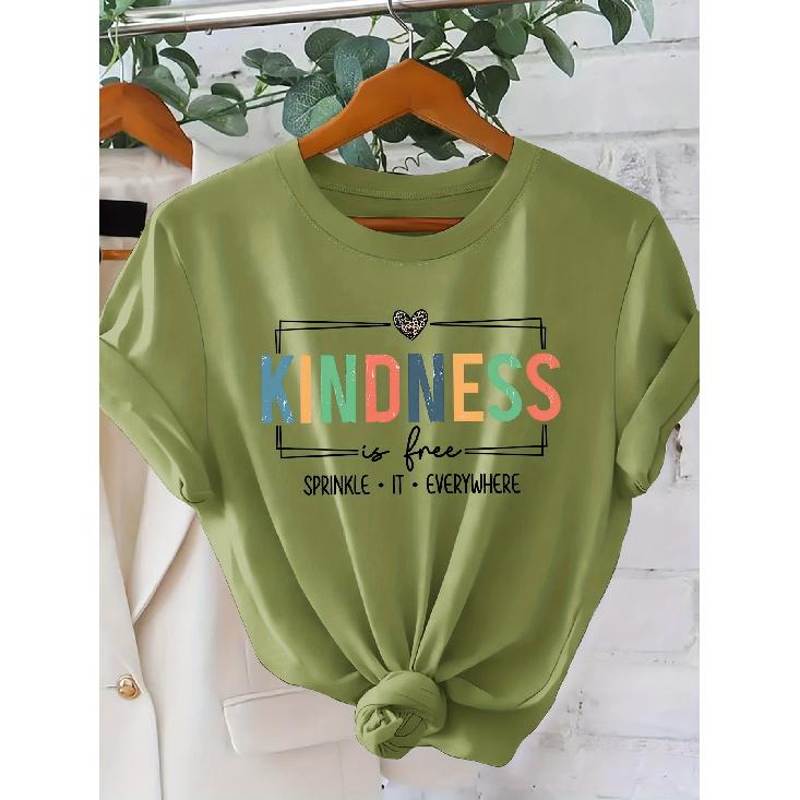 „FREUNDLICHKEIT ist kostenlos“ Bunte und süße Charity-Drucke T-Shirt Elegante Vintage-Damenkleidung, ein Geschenk für die Schulanfangszeit Schön