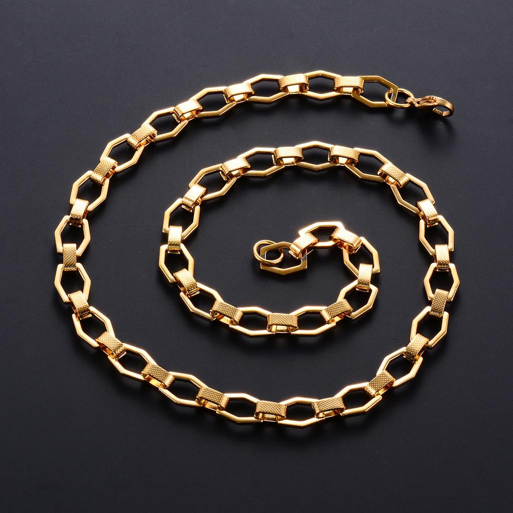 9mm Stainless Steel Link Hexagon Neck Chain Necklace for Women Men Handmade Geometric Chunky Choker Punk Rock Boy Metal Jewelry