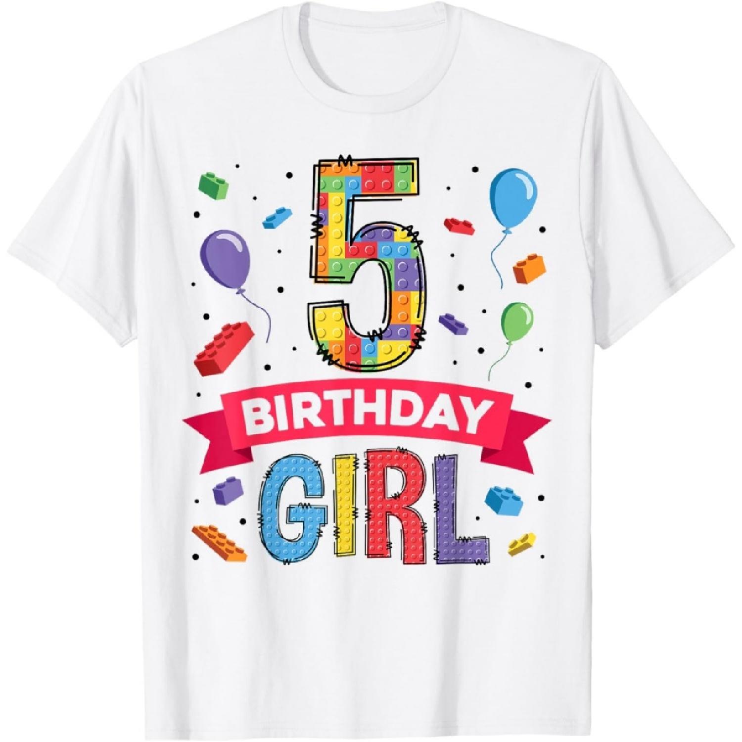 

Kids 5 Year Old Building Blocks 5th Birthday Girl T-Shirt XXXXXL білий
