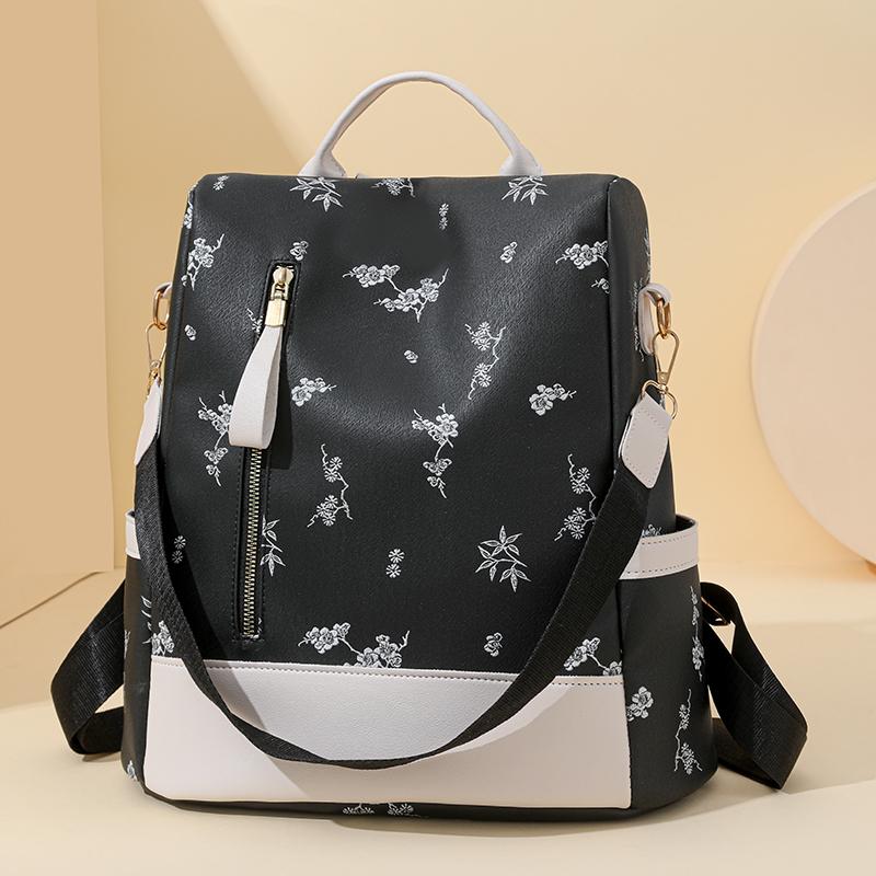 Rucsac din piele moale Geantă de călătorie de mare capacitate imprimată pentru femei