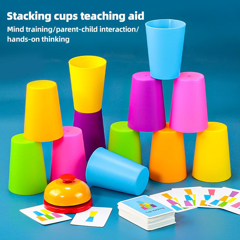 Stacking Cups Teaching Aid, Colorful Educational Toy, Mind Training Game, Parent-Child Interaction