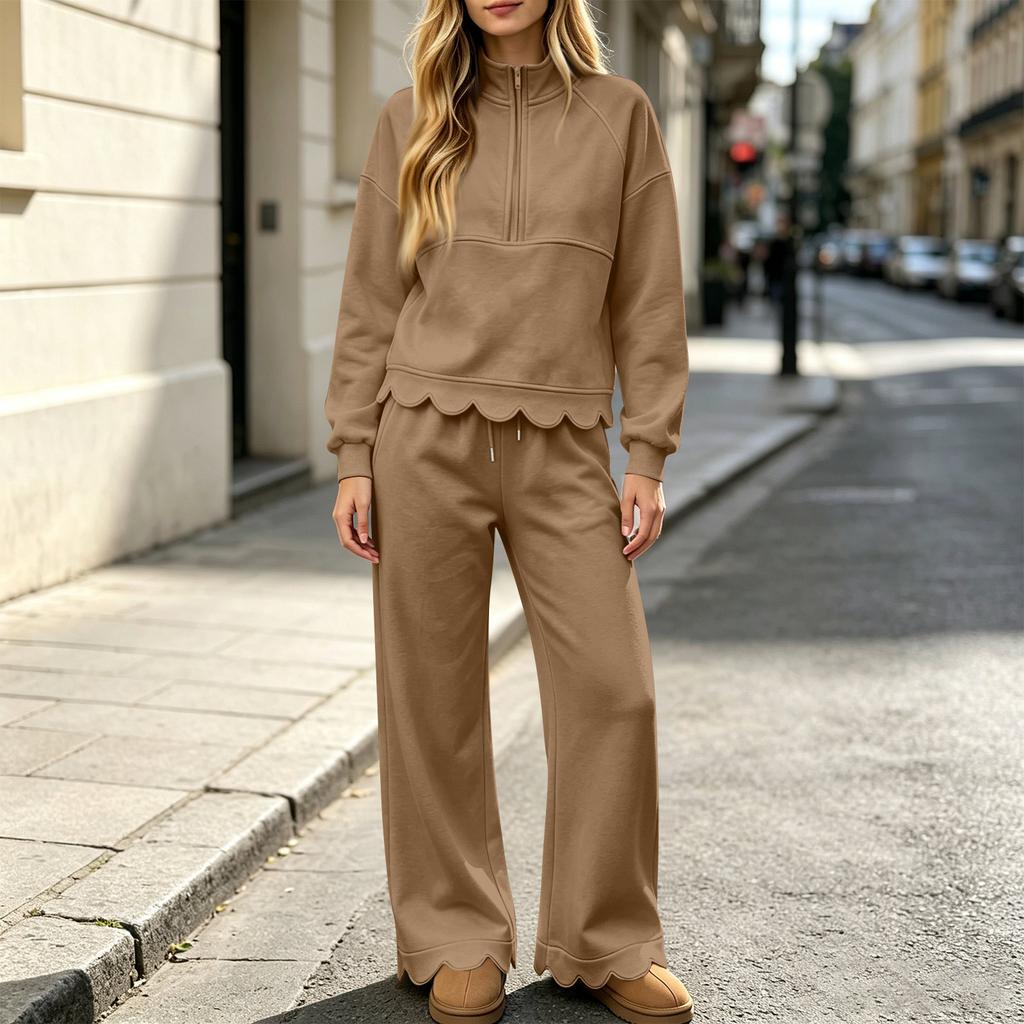 Women's 2 Piece Sweatsuit Set, Sweatshirt and Wide Leg Pants Tracksuit for Casual Wear and Lounging