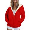 Women Casual Fleece Lamb Hooded Cardigan Coat Zipper Autumn Winter Warm
