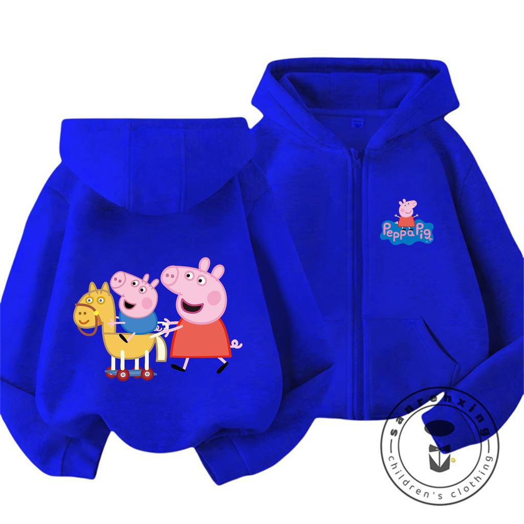 Soft Casual Zipper Hooded Sweatshirt Cute Cartoon Winter Trendy Kids Zipper Hoodie Peppa Pig 3 14 Years