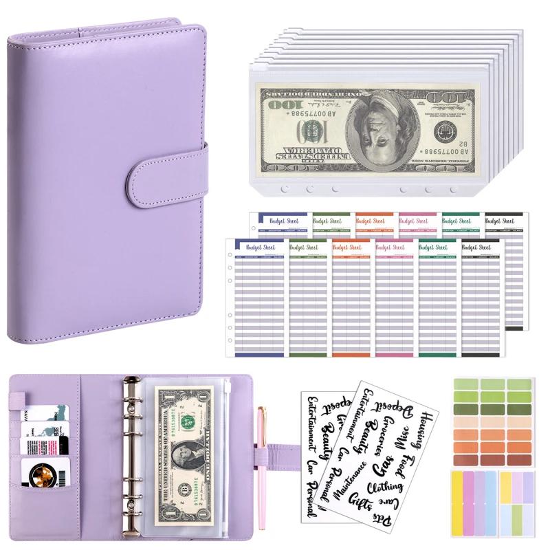 Color A6 Budget Binders Planner 6 Hole 8 Zipper Envelopes 2 Stickers in One NoteBook Wallet For Save Money Organizer Cash System
