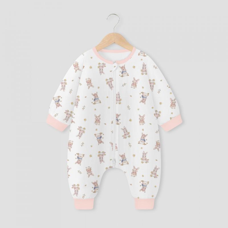 Baby Cotton Sleepsuit With Legs Separated Warm Pajamas Toddlers Fall Winter Unisex Home Wear