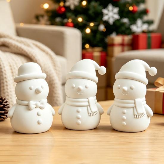 Holiday Hanging Decorations 3D Printed Snowman Figurine, Small Tabletop Statue with White Figures for Crafts Scarf/Necktie, Decorative Ornament Desk,